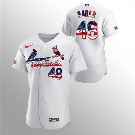 Men's St. Louis Cardinals #48 Harrison Bader White 2020 Stars & Stripes Flex Base Stitched Jersey