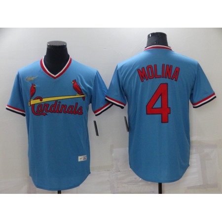 Men's St. Louis Cardinals #4 Yadier Molina Blue Cool Base Stitched Jersey