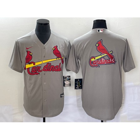 Men's St. Louis Cardinals Grey Big Team Logo in Back Cool Base Stitched Jersey