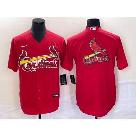 Men's St. Louis Cardinals Red Big Team Logo in Back Cool Base Stitched Jersey