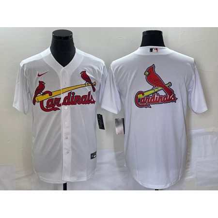 Men's St. Louis Cardinals White Big Team Logo in Back Cool Base Stitched Jersey