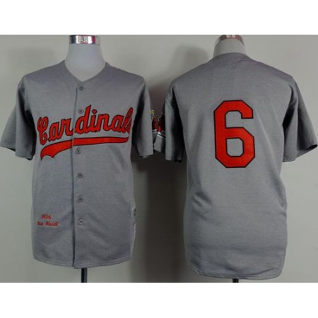 Mitchell And Ness 1956 Cardinals #6 Stan Musial Grey Stitched MLB Jersey