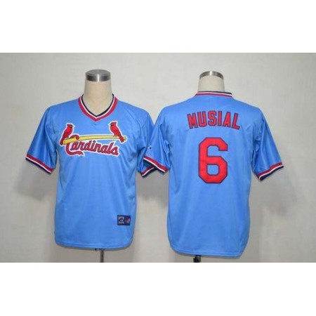 Mitchell And Ness Cardinals #6 Stan Musial Light Blue Throwback Stitched MLB Jersey