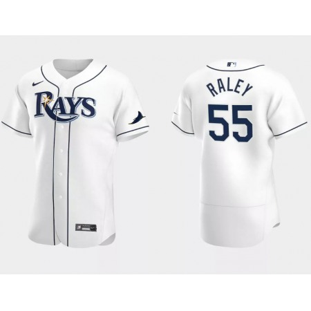 Men's Tampa Bay Rays #55 Luke Raley White Flex Base Stitched Jersey