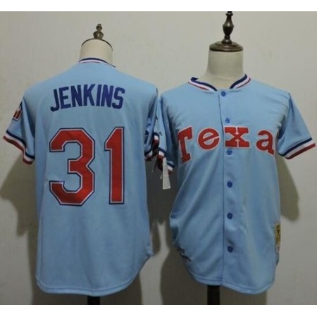 Mitchell And Ness 1981 Rangers #31 Ferguson Jenkins Light Blue Throwback Stitched MLB Jersey