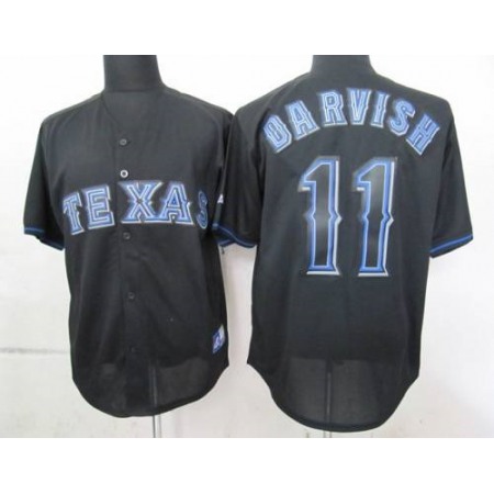 Rangers #11 Yu Darvish Black Fashion Stitched MLB Jersey