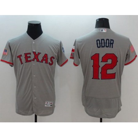 Rangers #12 Rougned Odor Grey Fashion Stars & Stripes Flexbase Authentic Stitched MLB Jersey