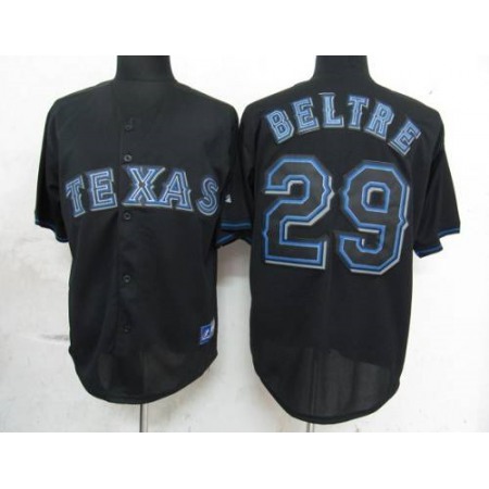 Rangers #29 Adrian Beltre Black Fashion Stitched MLB Jersey