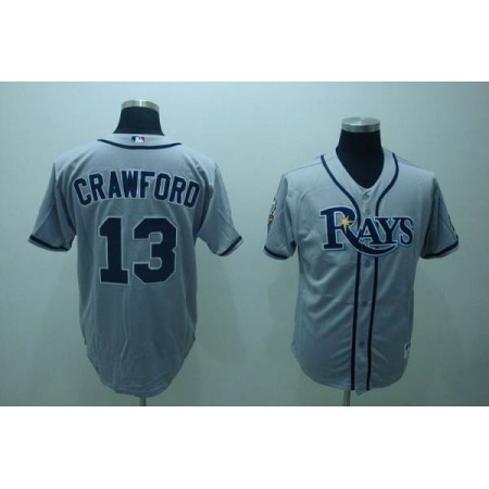 Rays #13 Carl Crawford Stitched Grey MLB Jersey
