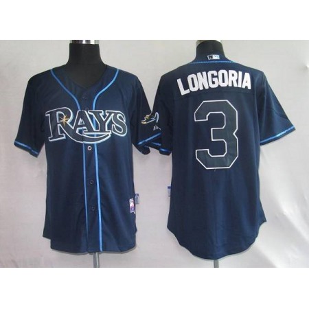 Rays #3 Evan Longoria Gark Blue Stitched MLB Jersey