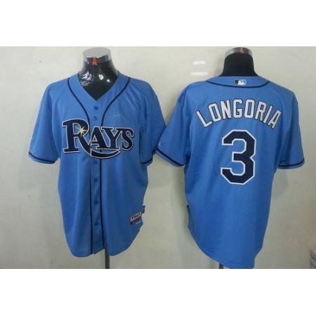 Rays #3 Evan Longoria Light Blue Stitched MLB Jersey
