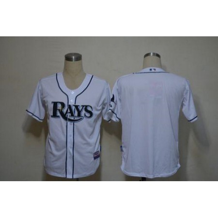 Rays Blank White Cool Base Stitched MLB Jersey