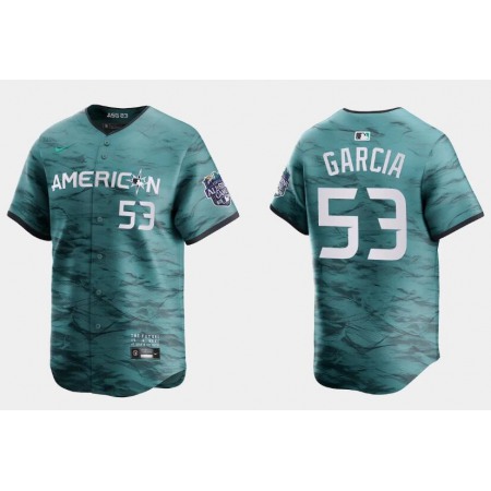 Men's Texas Rangers #53 Adolis Garcia Teal 2023 All-star Stitched Baseball Jersey