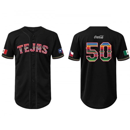 Men's Texas Rangers Black Mexican Heritage Night Stitched Baseball Jersey