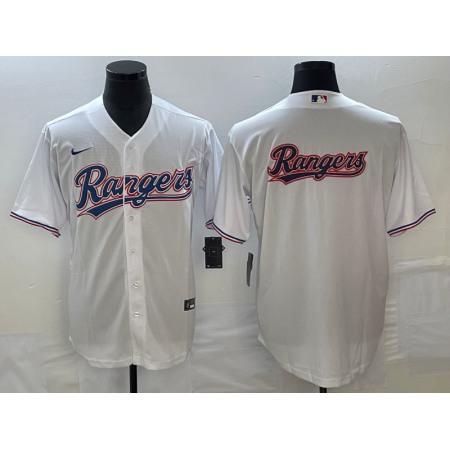 Men's Texas Rangers White Team Big Logo Cool Base Stitched Baseball Jersey