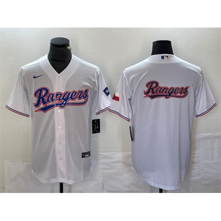 Men's Texas Rangers White Team Big Logo With Patch Cool Base Stitched Baseball Jersey
