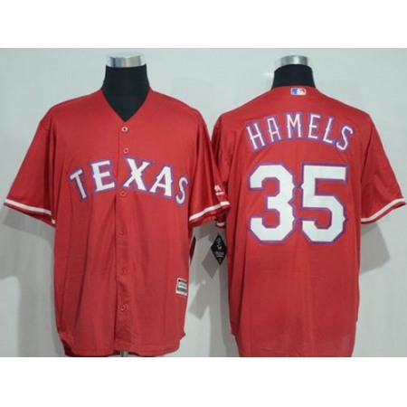 Rangers #35 Cole Hamels Red New Cool Base Stitched MLB Jersey