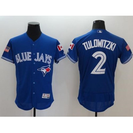 Blue Jays #2 Troy Tulowitzki Blue Fashion Stars & Stripes Flexbase Authentic Stitched MLB Jersey