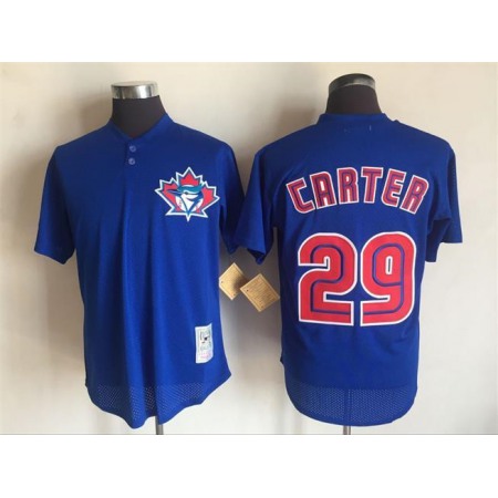 Men's Toronto Blue Jays #29 Joe Carter Mitchell And Ness Blue 1997 Throwback Stitched MLB Jersey