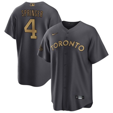 Men's Toronto Blue Jays #4 George Springer 2022 All-Star Charcoal Cool Base Stitched Baseball Jersey