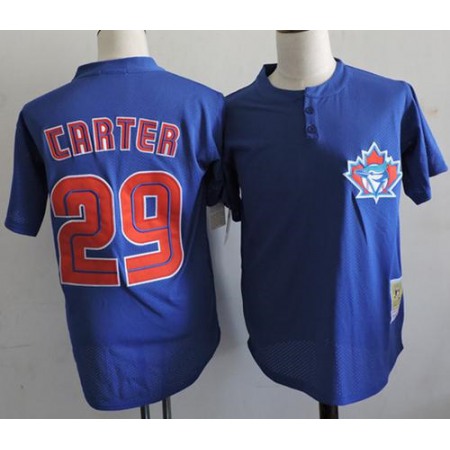 Mitchell And Ness 1997 Blue Jays #29 Joe Carter Blue Throwback Stitched MLB Jersey