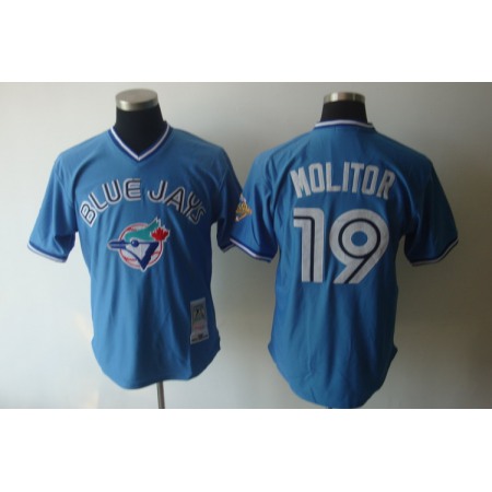 Mitchell And Ness Blue Jays #19 Paul Molitor Blue Stitched MLB Jersey