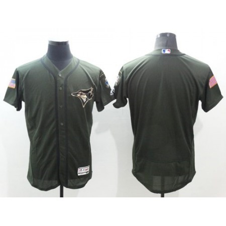 Blue Jays Blank Green Flexbase Authentic Collection Salute to Service Stitched MLB Jersey