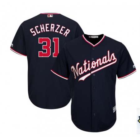 Men's Washington Nationals #31 Max Scherzer Majestic Navy 2019 Cool Base Stitched MLB Jersey