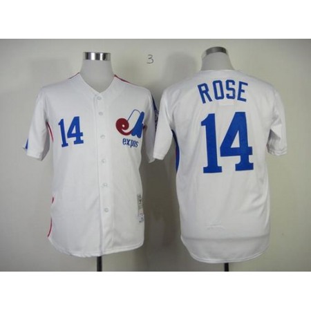 Mitchell And Ness Expos #14 Pete Rose White Throwback Stitched MLB Jersey