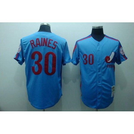 Mitchell and Ness Expos #30 Tim Raines Stitched Blue Throwback MLB Jersey