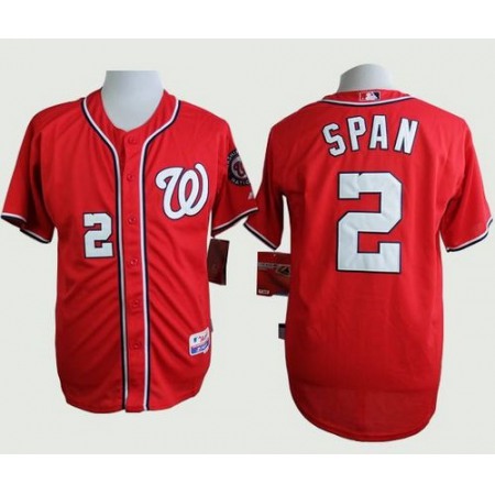 Nationals #2 Denard Span Red Cool Base Stitched MLB Jersey