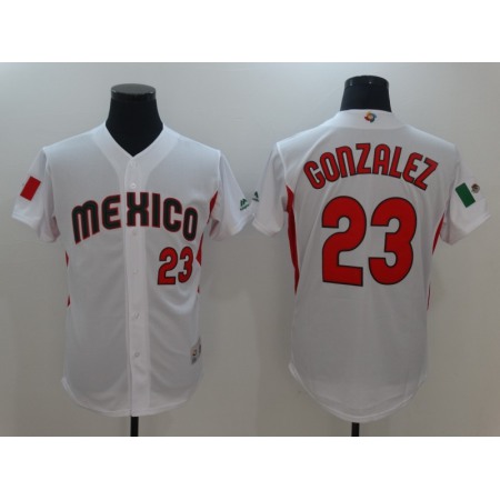 Men's Mexico Baseball #23 Adrian Gonzalez White 2017 World Baseball Classic Stitched WBC Jersey