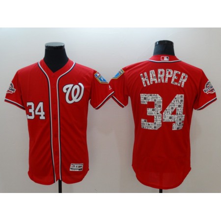 Men's Washington Nationals #34 Bryce Harper Red 2018 Spring Training Flexbase Stitched MLB Jersey