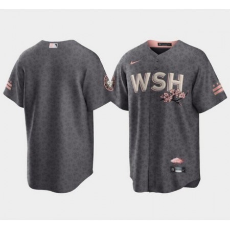 Men's Washington Nationals Blank 2022 Grey City Connect Cherry Blossom Cool Base Stitched Jersey