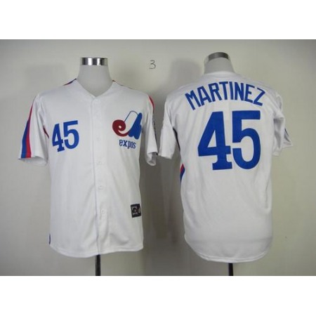 Mitchell And Ness Expos #45 Pedro Martinez White Throwback Stitched MLB Jersey
