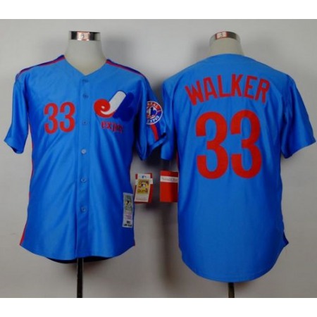 Mitchell and Ness Expos #33 Larry Walker Blue Stitched Throwback MLB Jersey