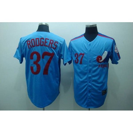 Mitchell and Ness Expos #37 Steve Rogers Blue Stitched Throwback MLB Jersey