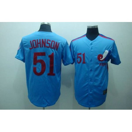 Mitchell and Ness Expos #51 Randy Johnson Blue Stitched Throwback MLB Jersey