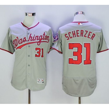 Nationals #31 Max Scherzer Grey Flexbase Authentic Collection Stitched MLB Jersey