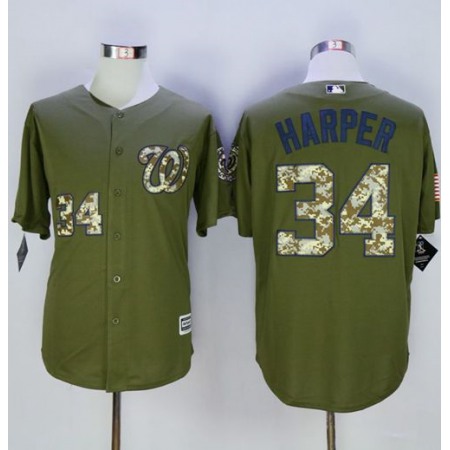 Nationals #34 Bryce Harper Green Camo New Cool Base Stitched MLB Jersey