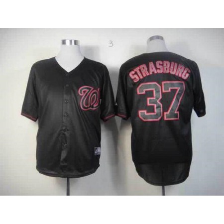 Nationals #37 Stephen Strasburg Black Fashion Stitched MLB Jersey