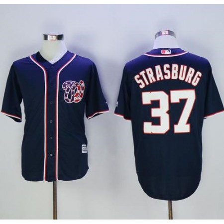 Nationals #37 Stephen Strasburg Navy Blue New Cool Base Stitched MLB Jersey