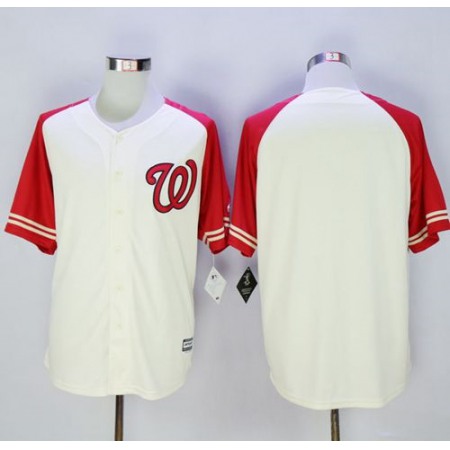 Nationals Blank Cream/Red Exclusive New Cool Base Stitched MLB Jersey