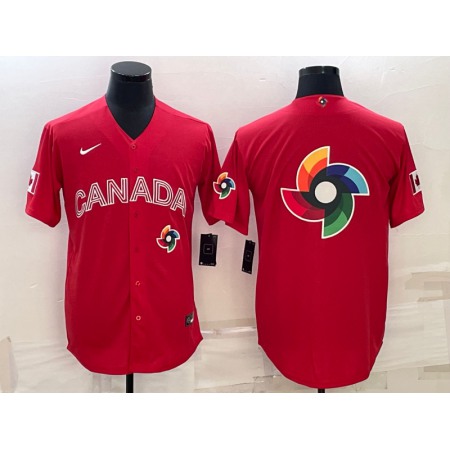 Men's Canada Baseball 2023 Red World Baseball Big Logo With Patch Classic Stitched Jersey