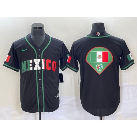 Men's Mexico Baseball 2023 Black World Baseball Classic Team Big Logo Stitched Jersey