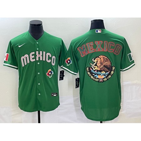 Men's Mexico Baseball 2023 Green Team Big Logo World Baseball Classic Stitched Jersey