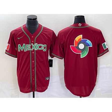 Men's Mexico Baseball 2023 Red World Baseball Classic Team Big Logo Stitched Jersey
