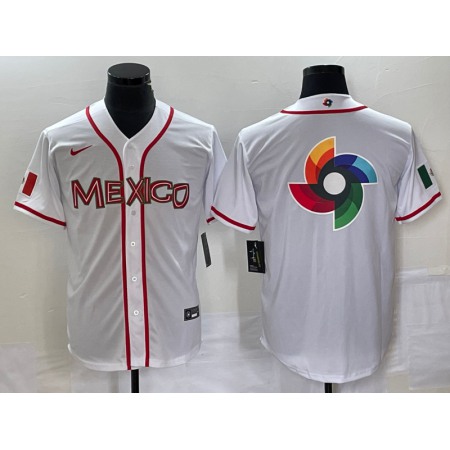 Men's Mexico Baseball 2023 White World Baseball Classic Team Big Logo Stitched Jersey