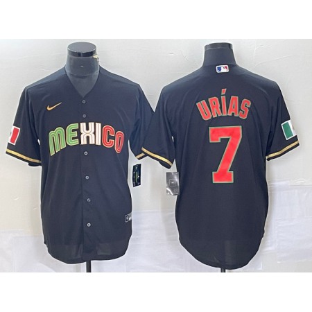 Men's Mexico Baseball #7 Julio Urias Black 2023 World Baseball Classic Stitched Jersey