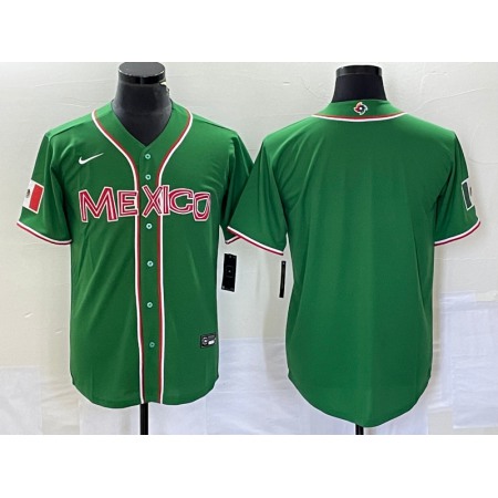 Men's Mexico Baseball Blank 2023 Green World Baseball Classic Stitched Jersey